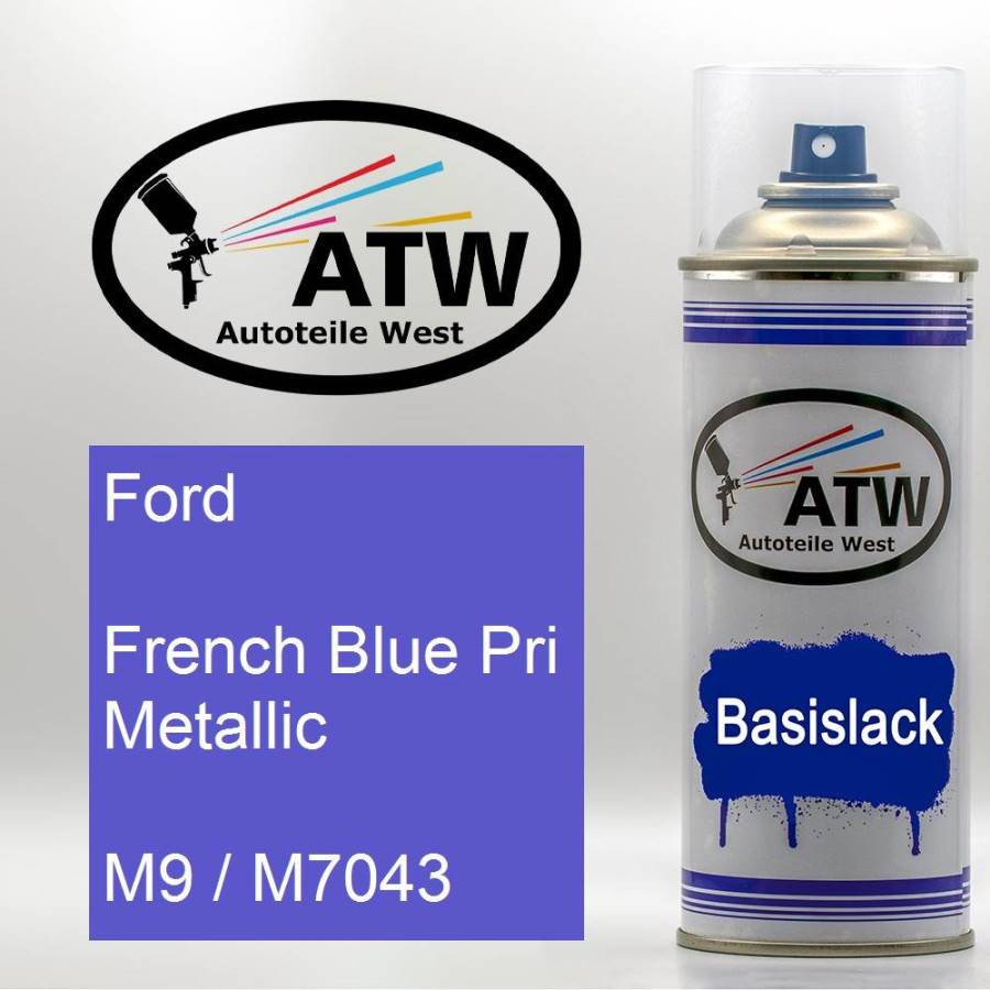 Ford, French Blue Pri Metallic, M9 / M7043: 400ml Sprühdose, von ATW Autoteile West.